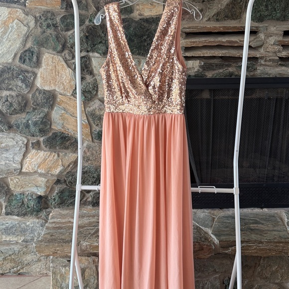 Lulu’s Rose Gold Sequin Maxi Dress - Picture 4 of 5